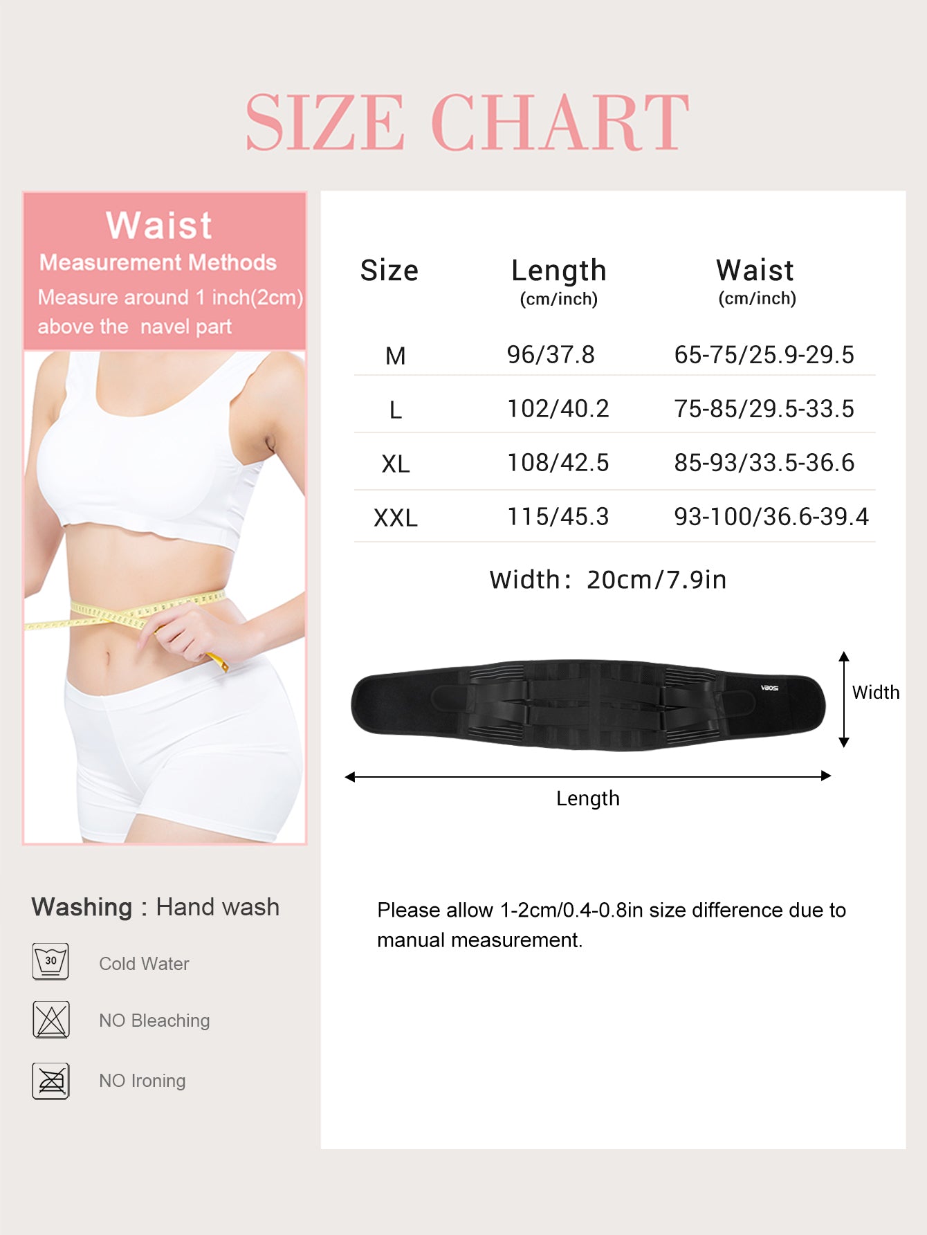 VBOSi Lower Back Lumbar Support Waist Belt