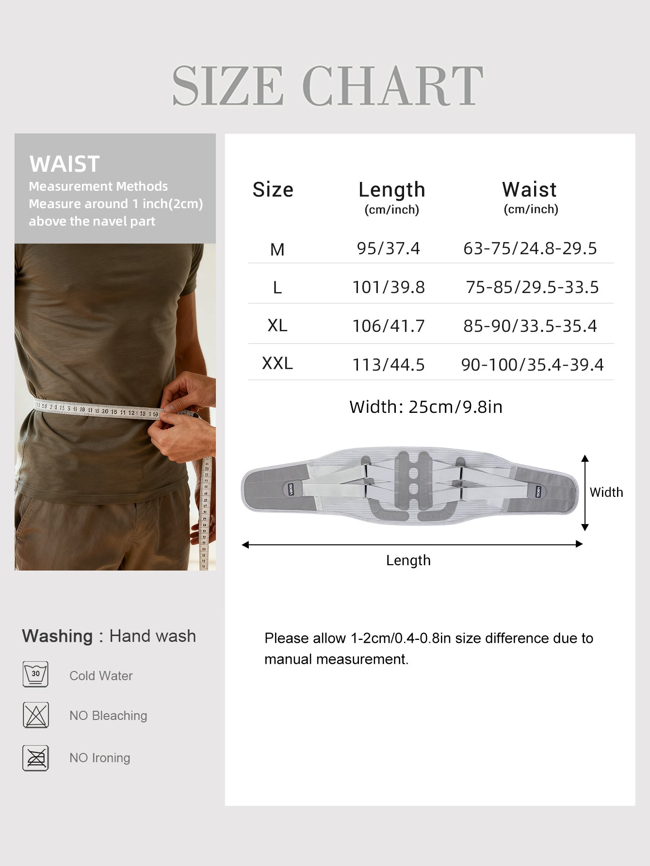 VBOSi Lower Back Support Waist Belt with Steel Bars