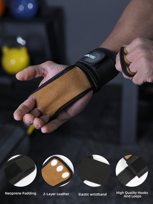 VBOSi Leather Weightlifting Grips Gym Gloves