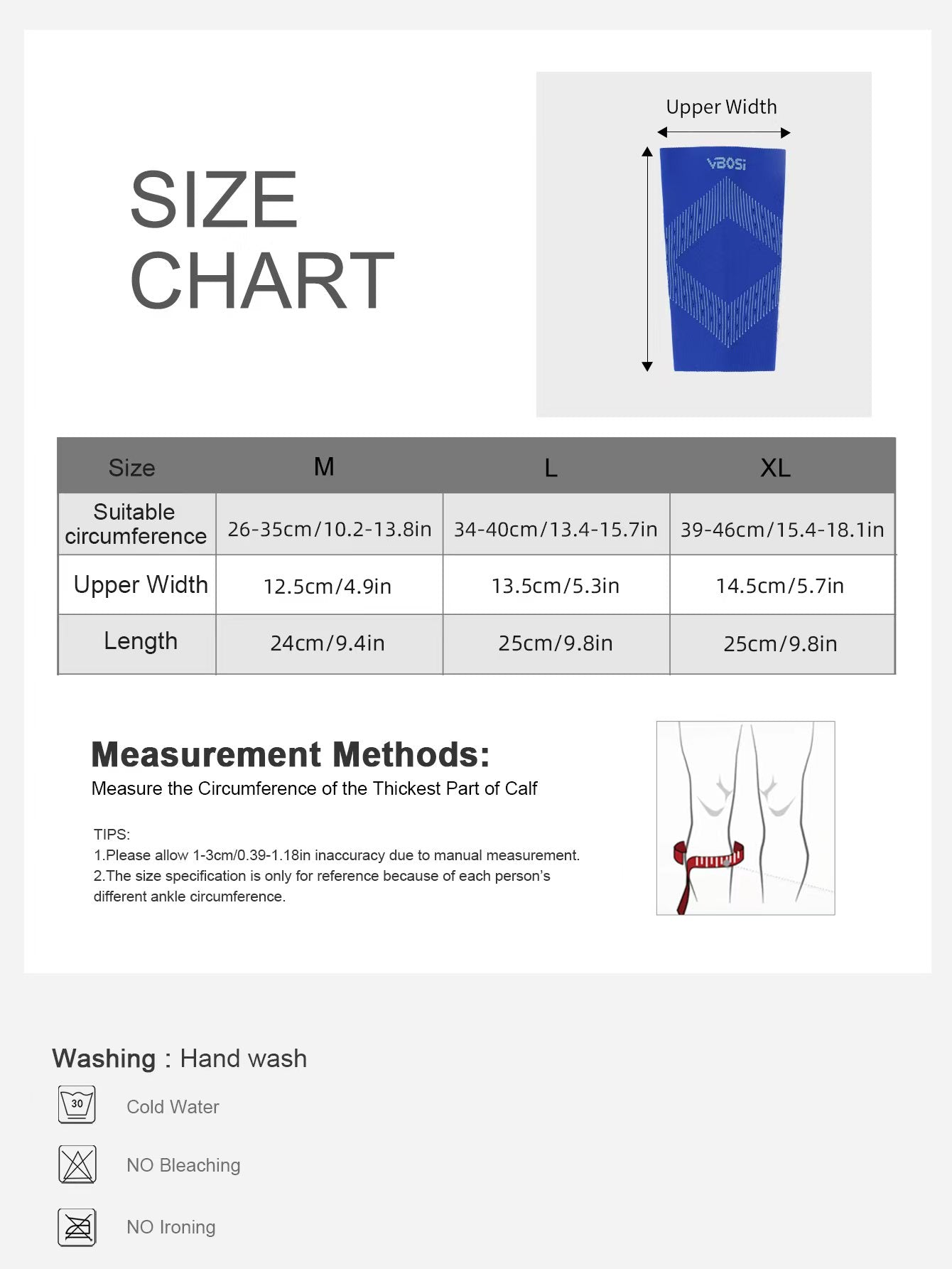 VBOSi 1 Pair Anti Slip Compression Calf Sleeve