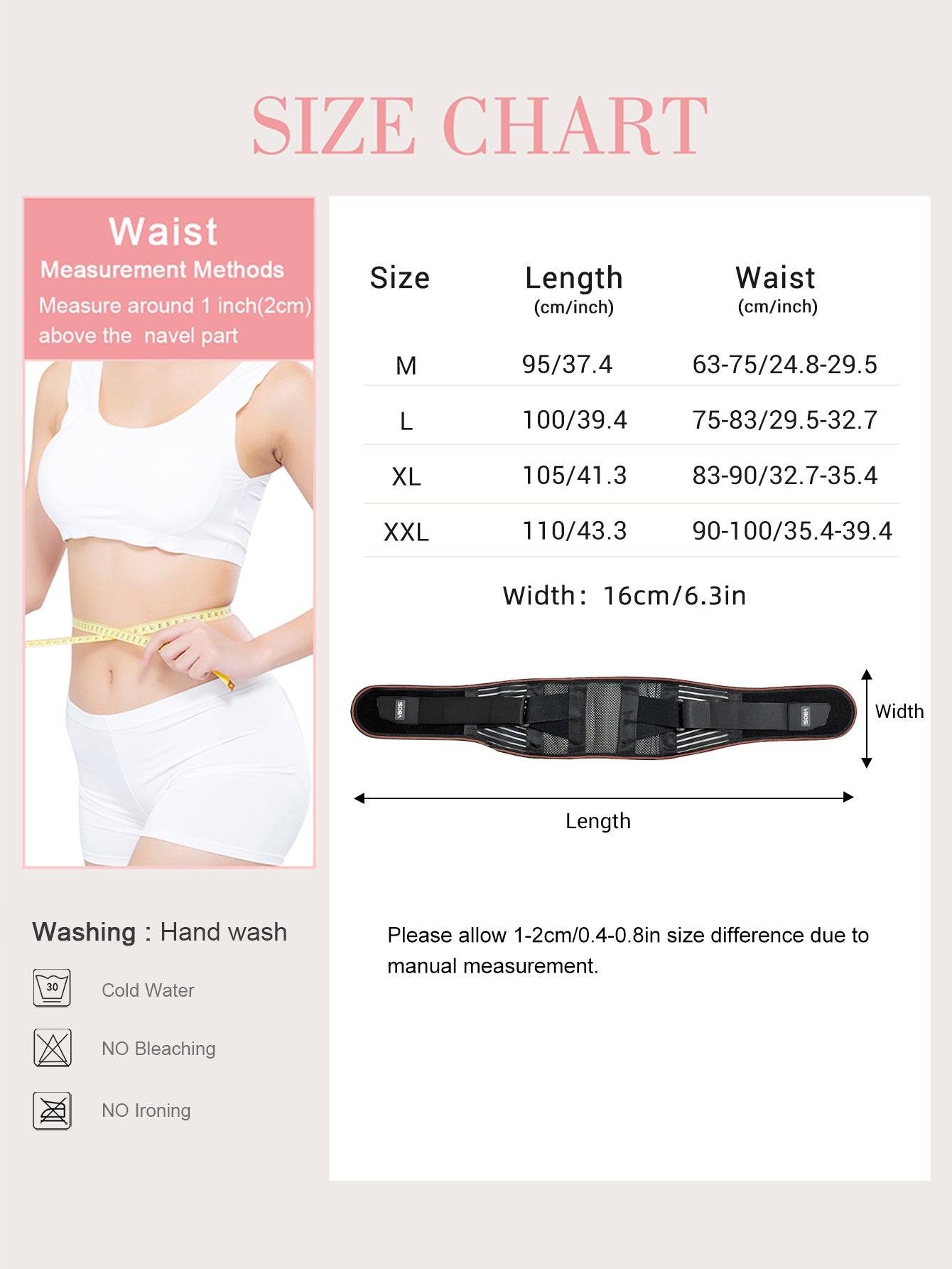 VBOSi Lower Back Support Waist Brace with Steel Bars