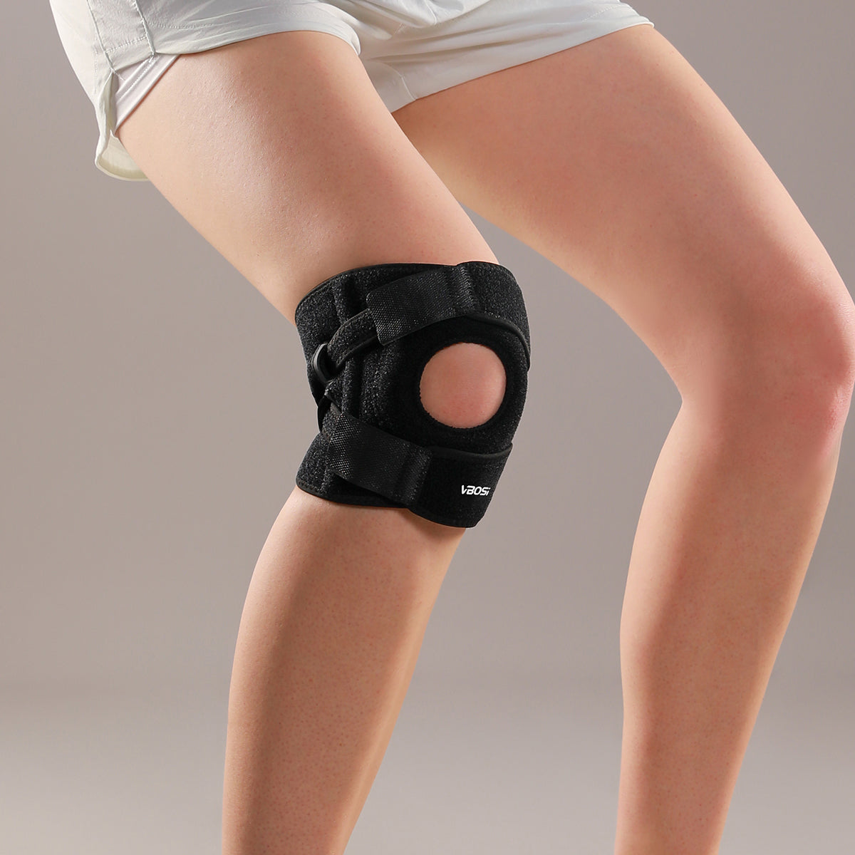 VBOSi 1 Pair Premium Neoprene Sports Knee Support with Stabilizers and Patella Protection Pad