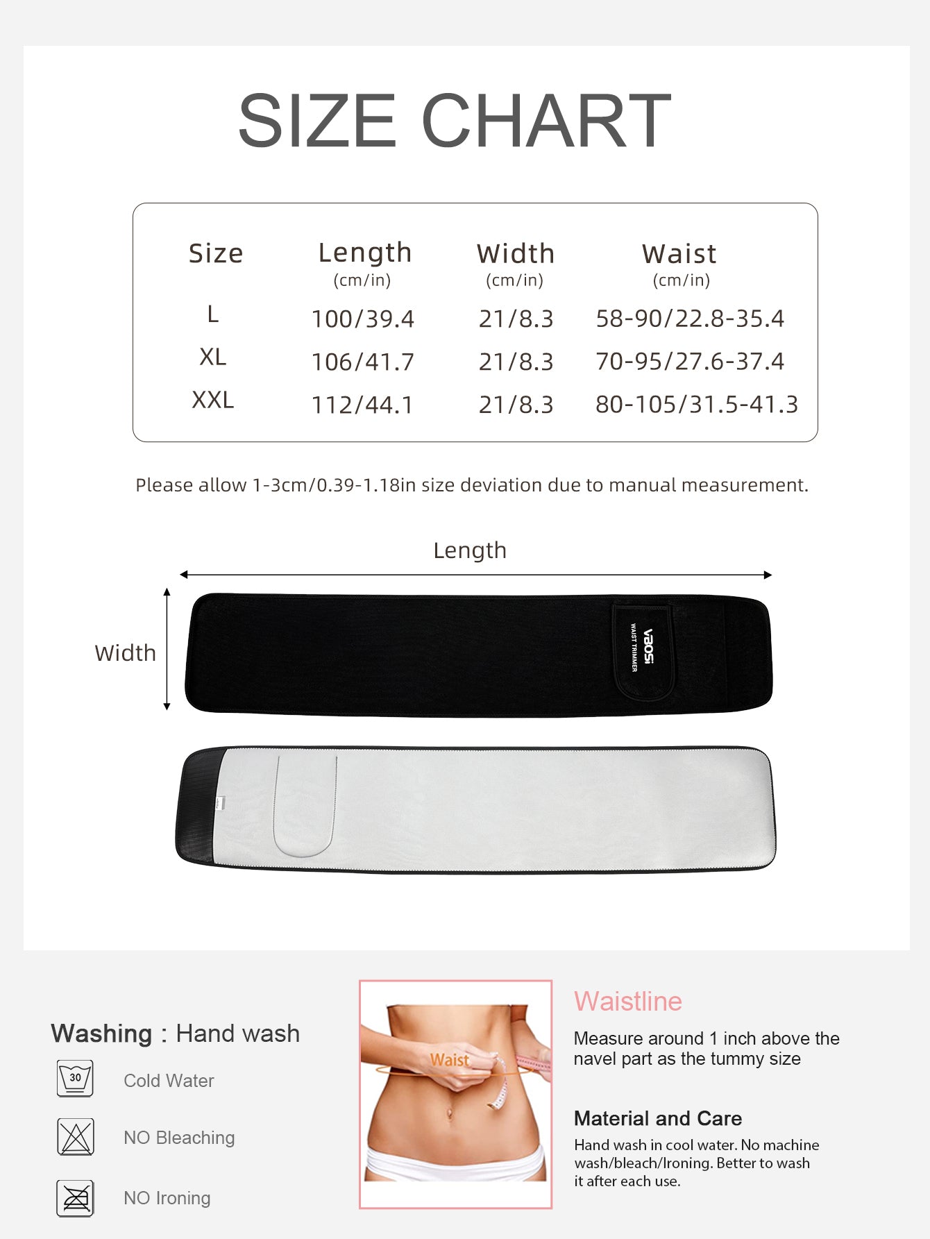 VBOSi Silver-Coated Neoprene Waist Trimmer Belt