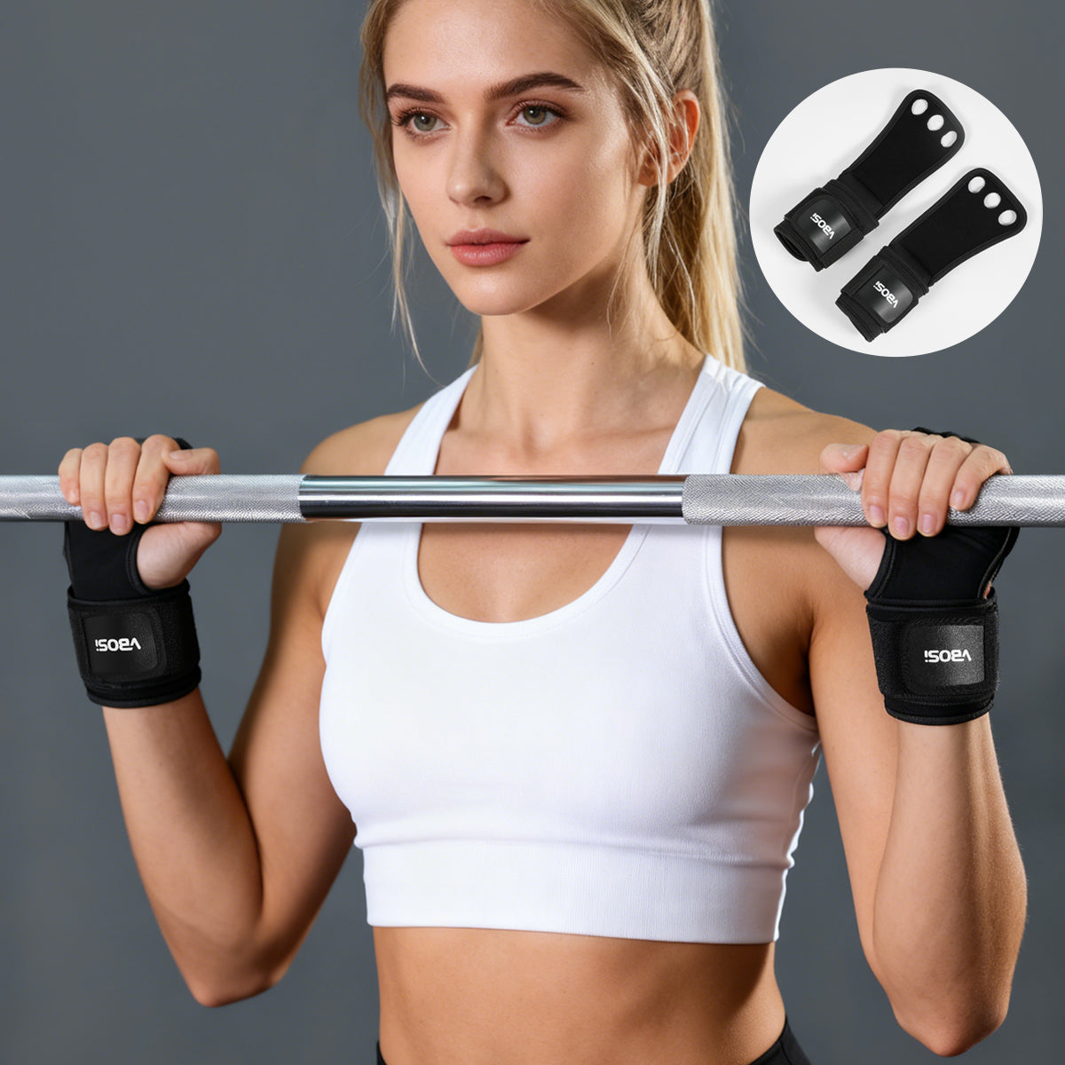 VBOSi Leather Weightlifting Grips Gym Gloves