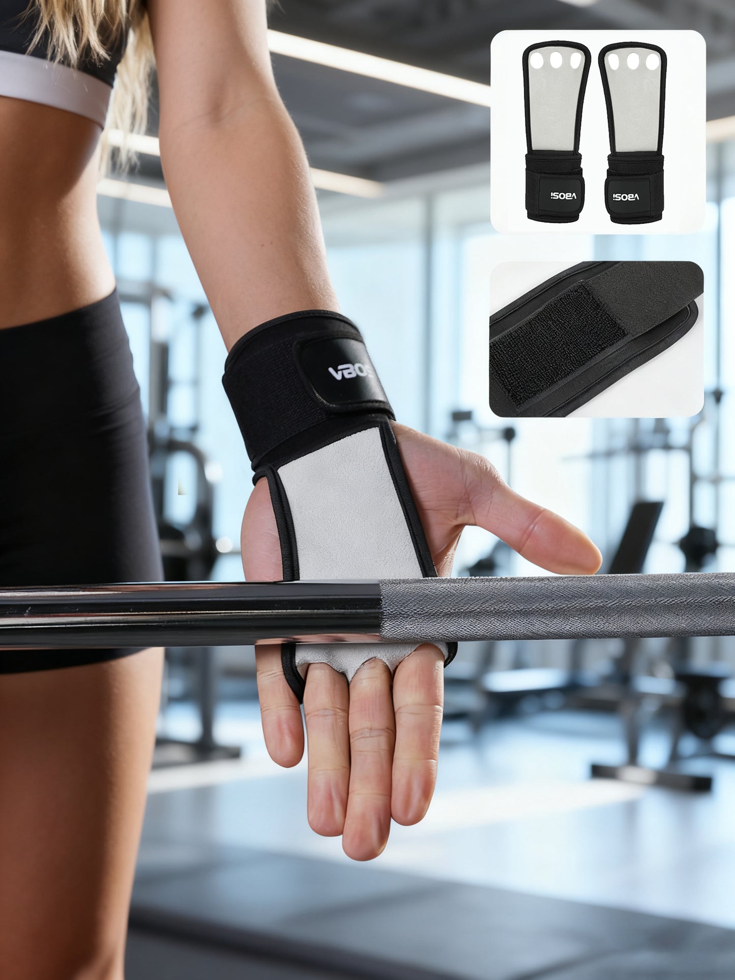 VBOSi Leather Weightlifting Grips Gym Gloves