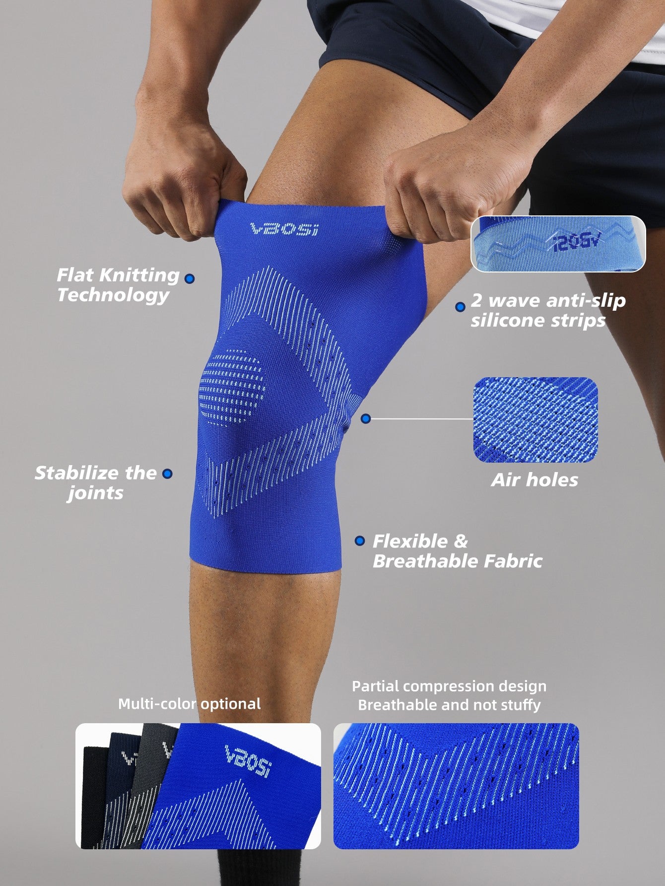 VBOSi 1 Pair Anti Slip Compression Knee Sleeve