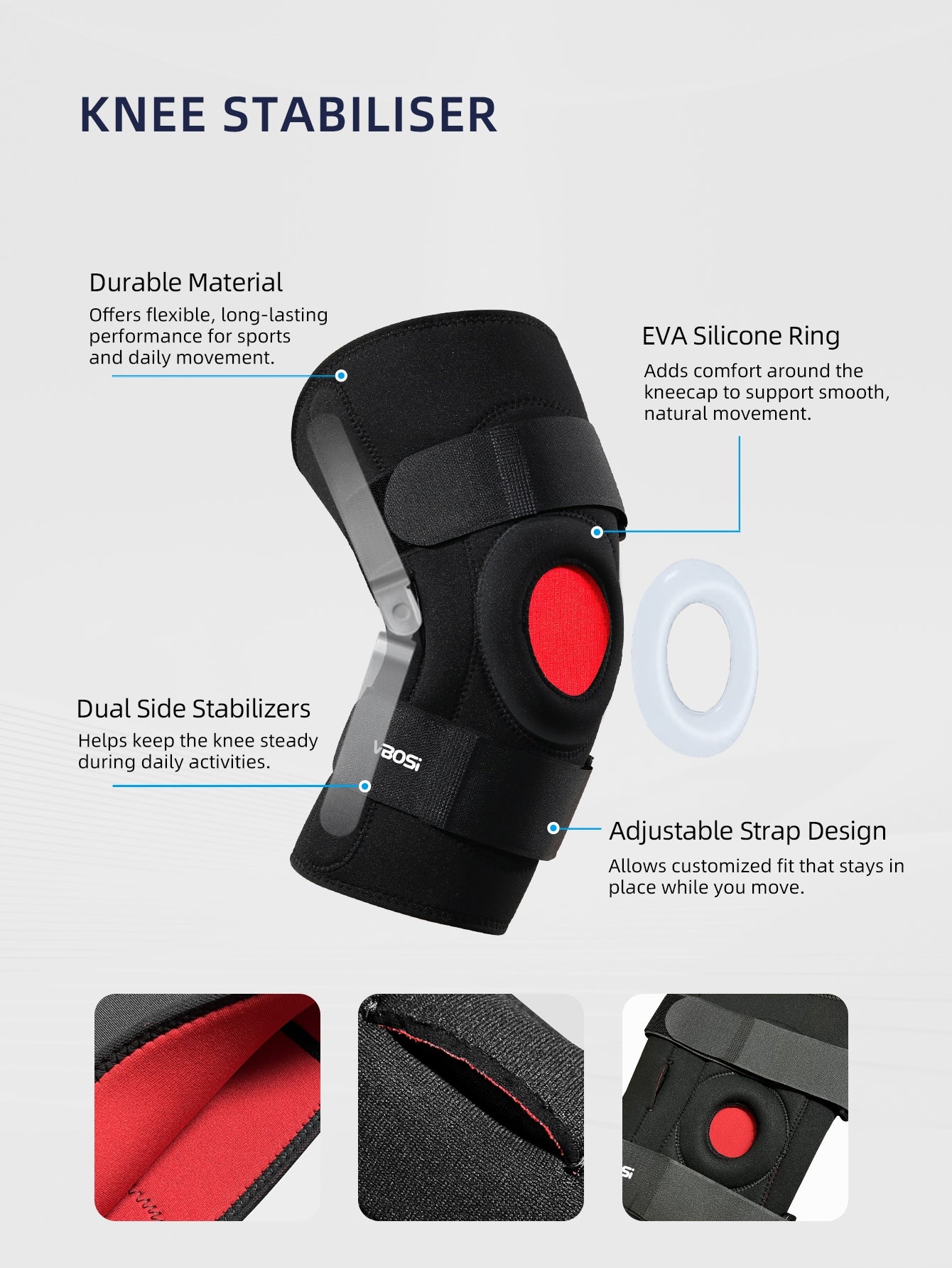 VBOSi 1 Piece Adjustable Hinged Knee Brace