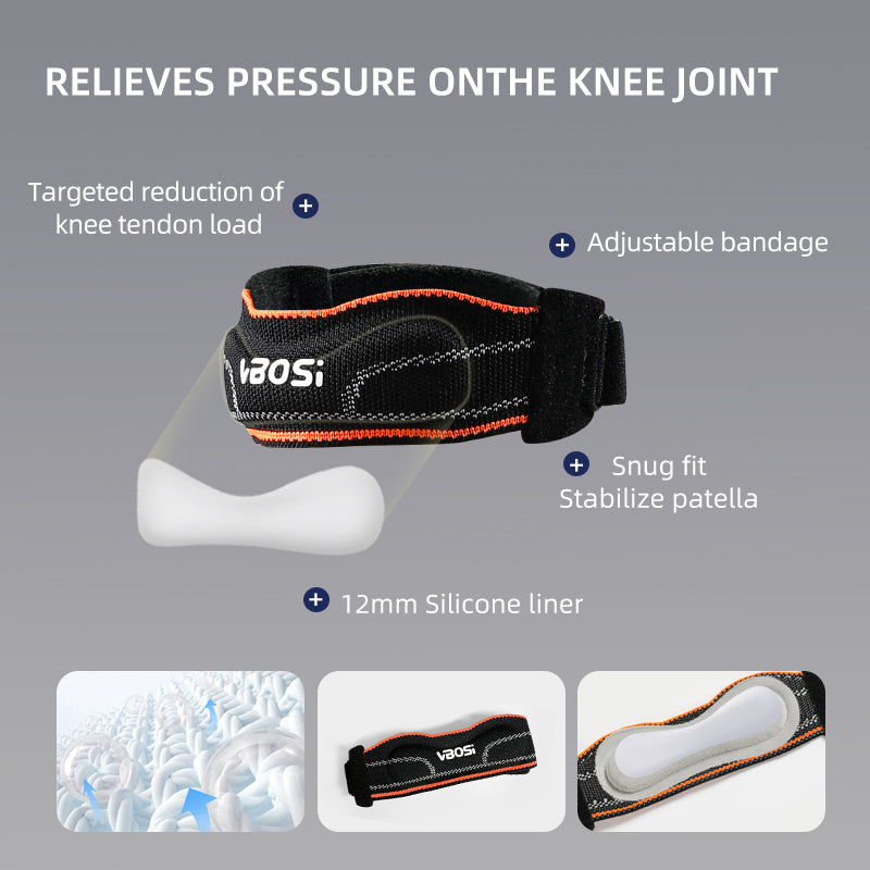 VBOSi 1 Pair Adjustable Silicone Pad Patella Strap