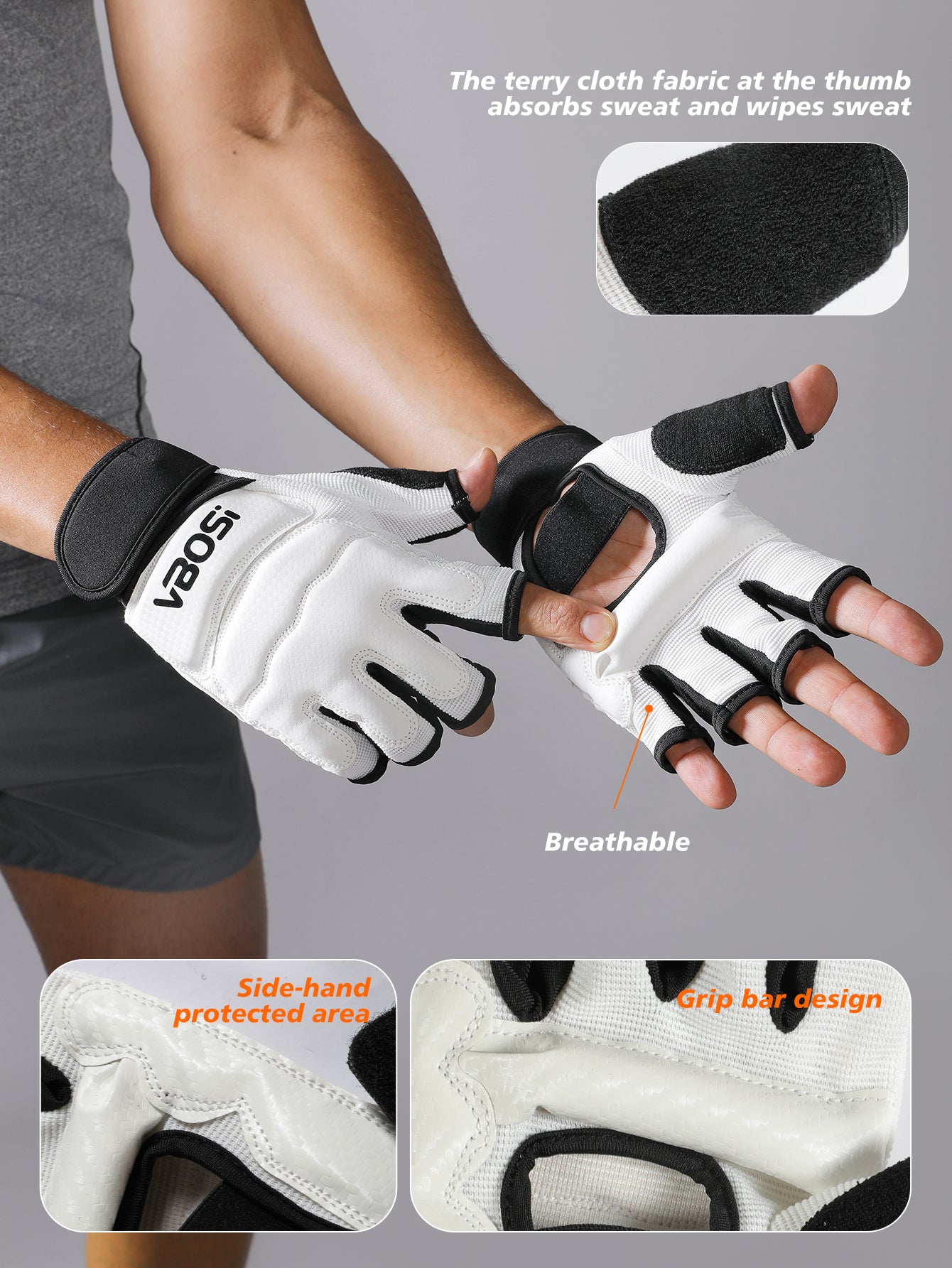 VBOSi Breathable Half-Finger Training Gloves with Grip Bar