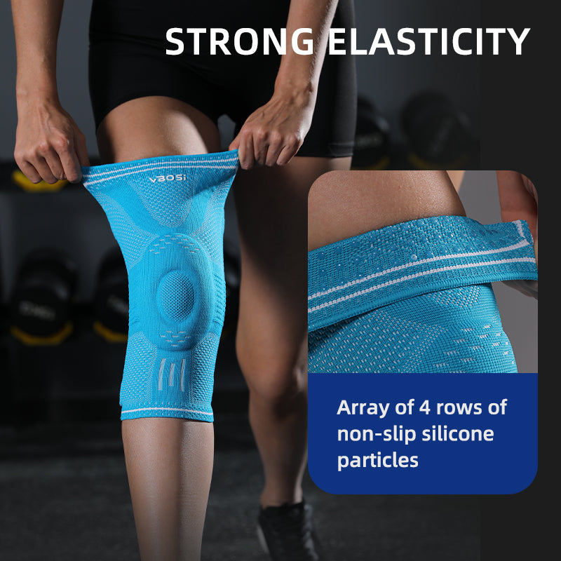 VBOSI 1 Piece Anti-slip Compression Breathable Sports Knee Support with Gel Pad and Stabilizers