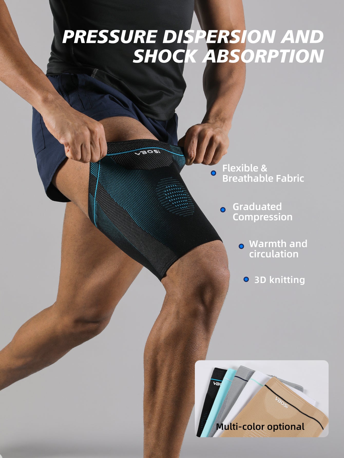 VBOSi 1 Pair Anti Slip Breathable Elastic Thigh Sleeve