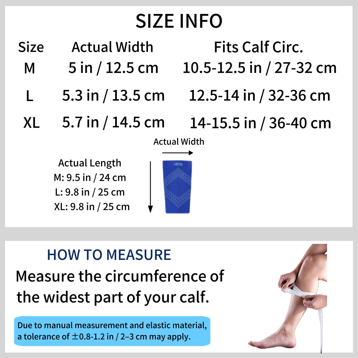VBOSi Non-slip Graduated Compression Calf Sleeve
