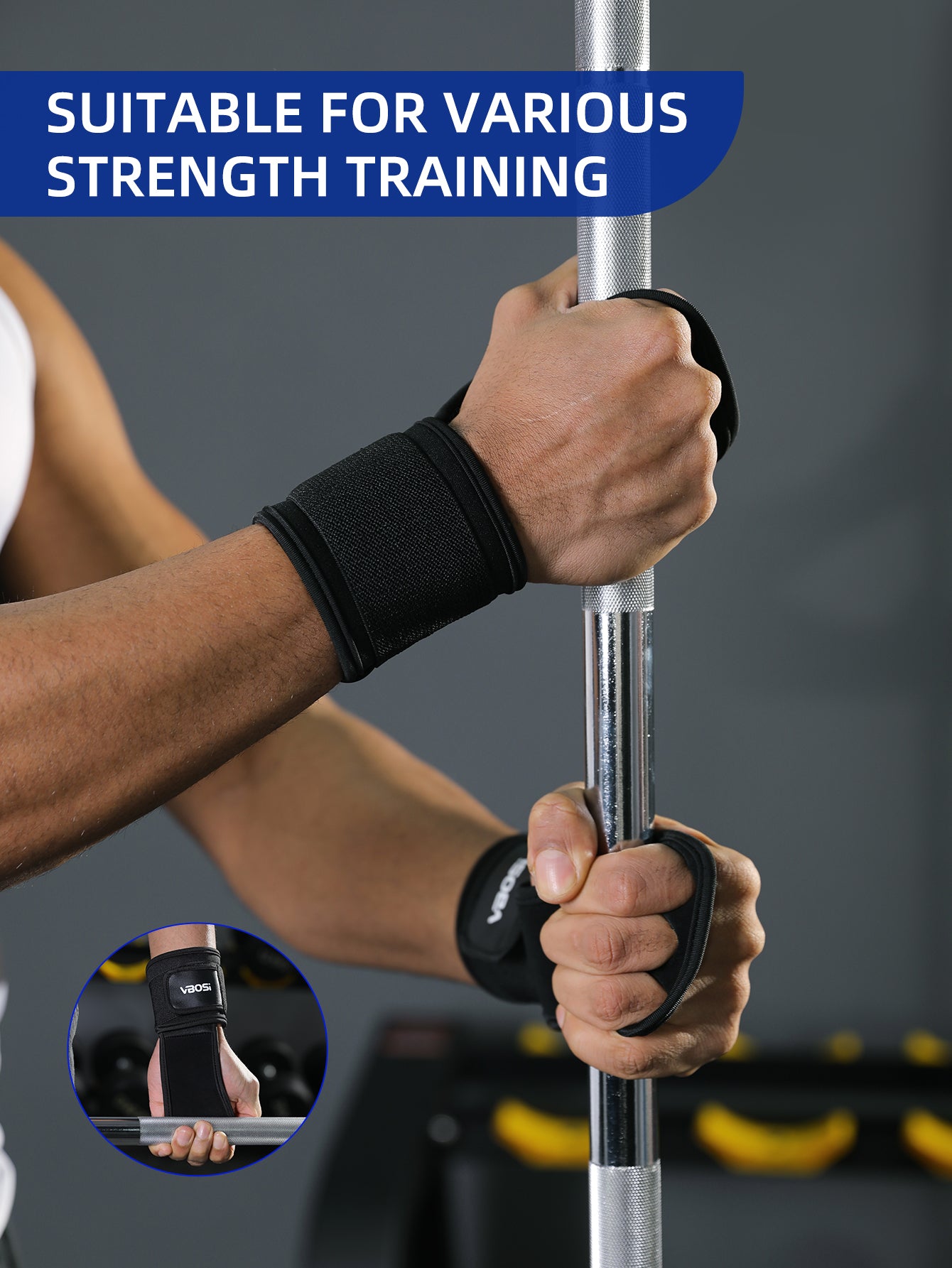 VBOSi Leather Weightlifting Grips Gym Gloves