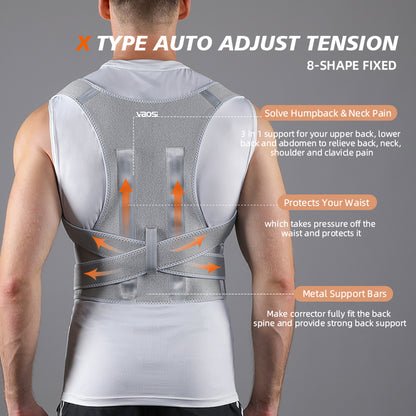 VBOSI Adjustable Back Posture Corrector with Metal Stays