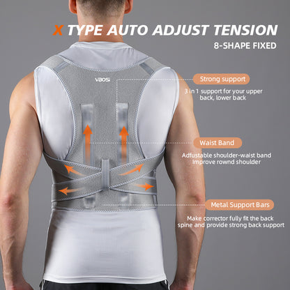 VBOSI Adjustable Back Posture Corrector with Metal Stays