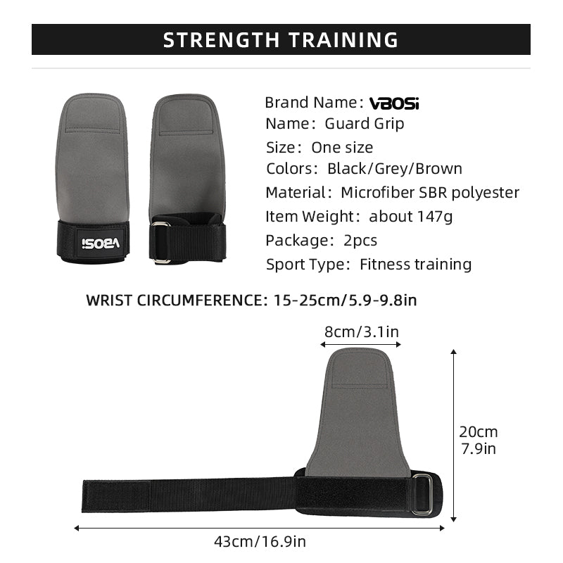 VBOSI Adjustable Weightlifting Grip Gloves with Padded Palm