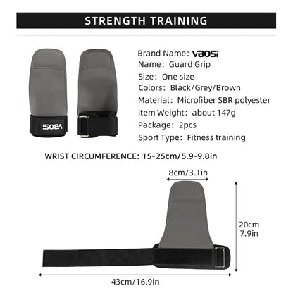 VBOSI Adjustable Weightlifting Grip Gloves with Padded Palm