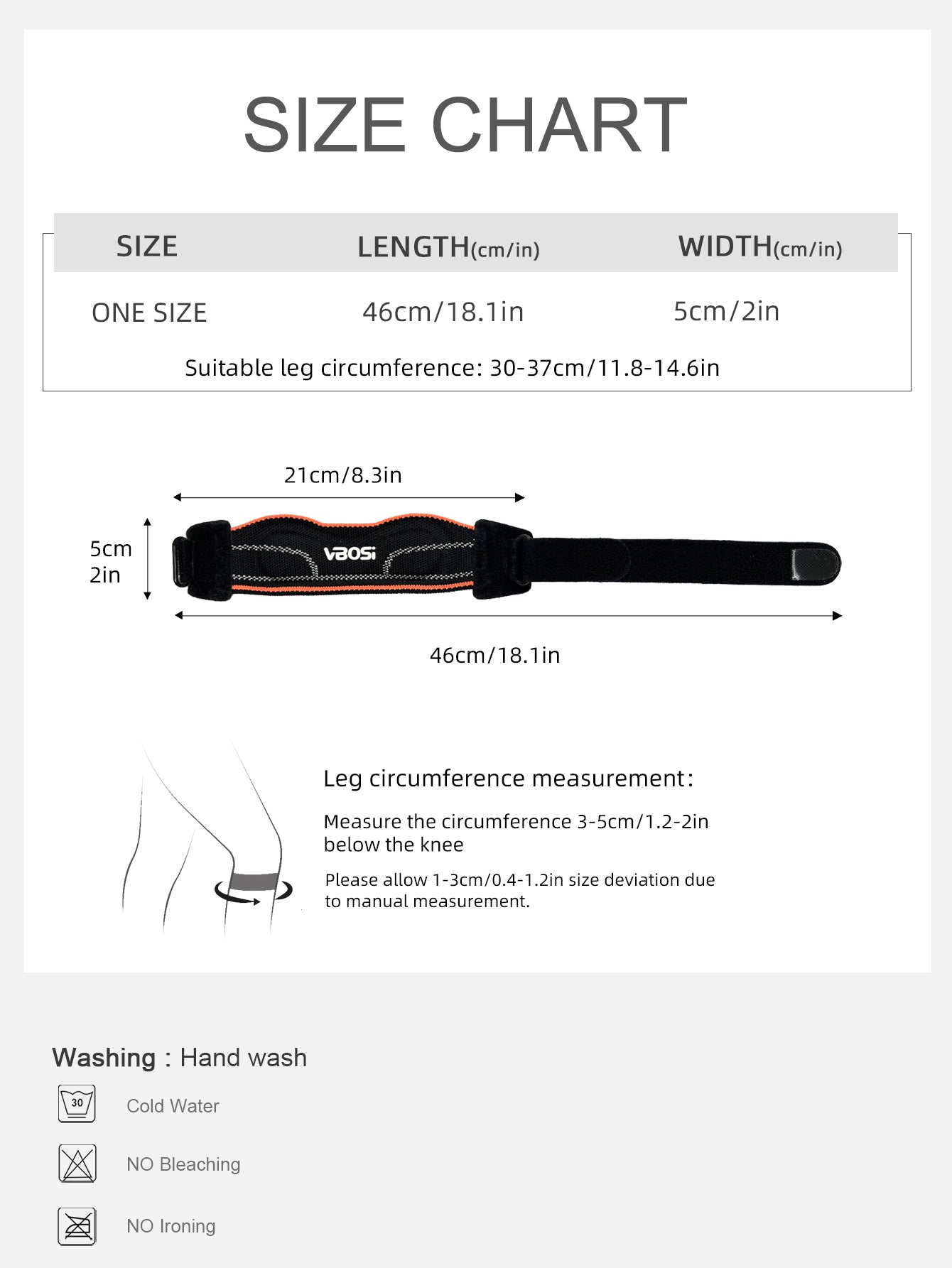 VBOSi 1 Piece Patellar Strap with Silicone Pad