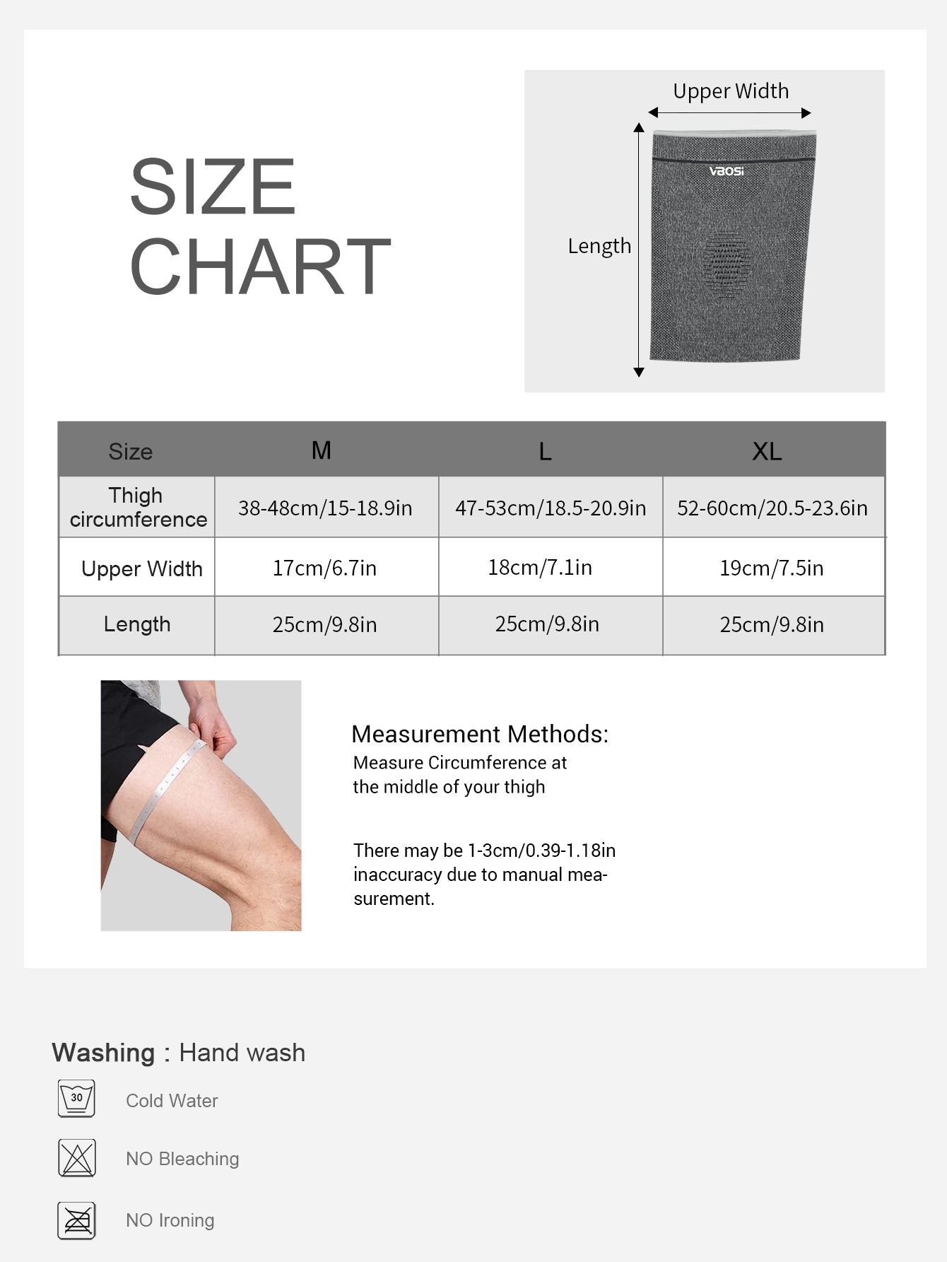 VBOSi 1 Pair Anti Slip Elastic Breathable Thigh Sleeve