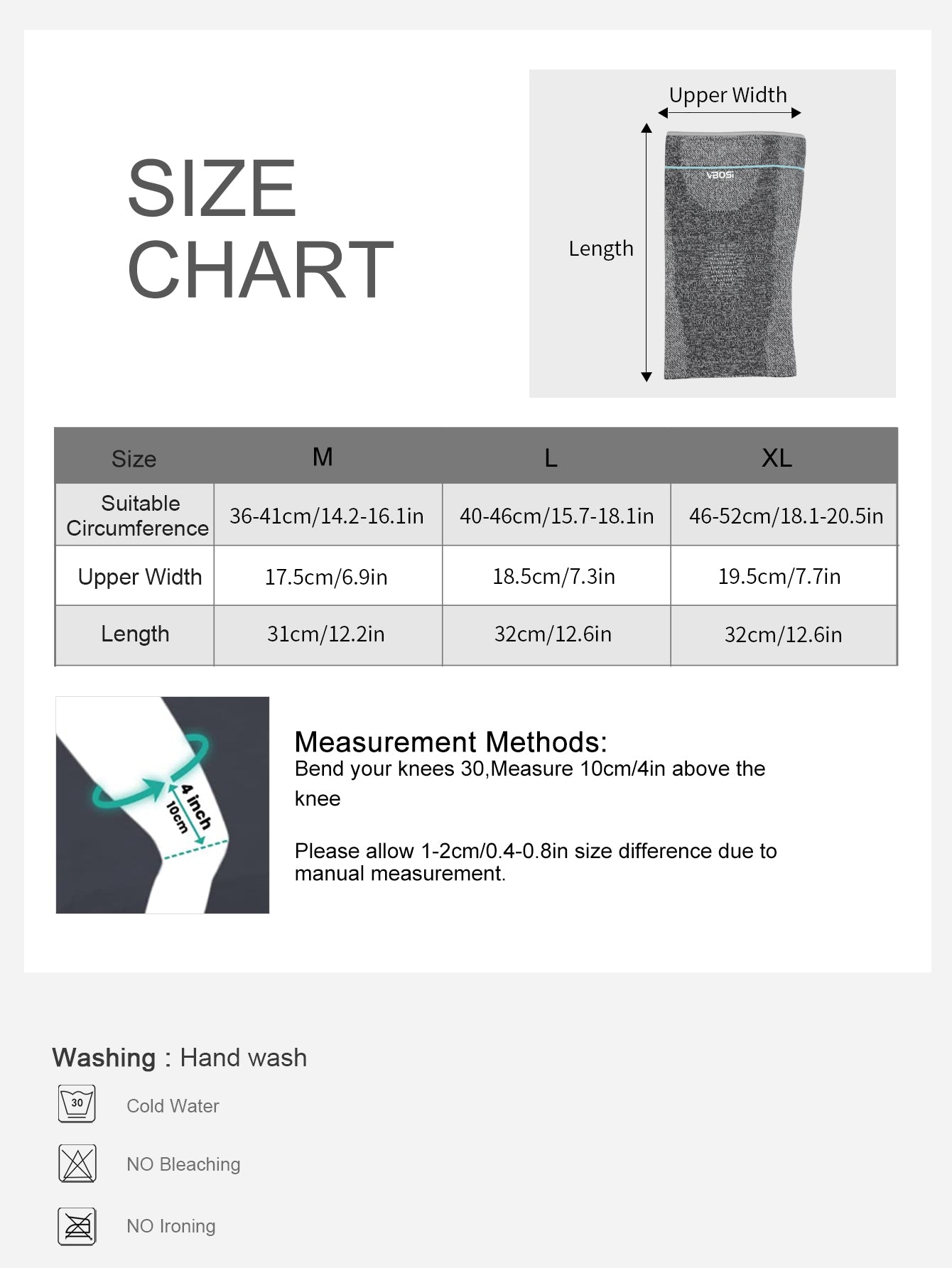 VBOSi 1 Pair Anti Slip Elastic Breathable Knee Sleeve