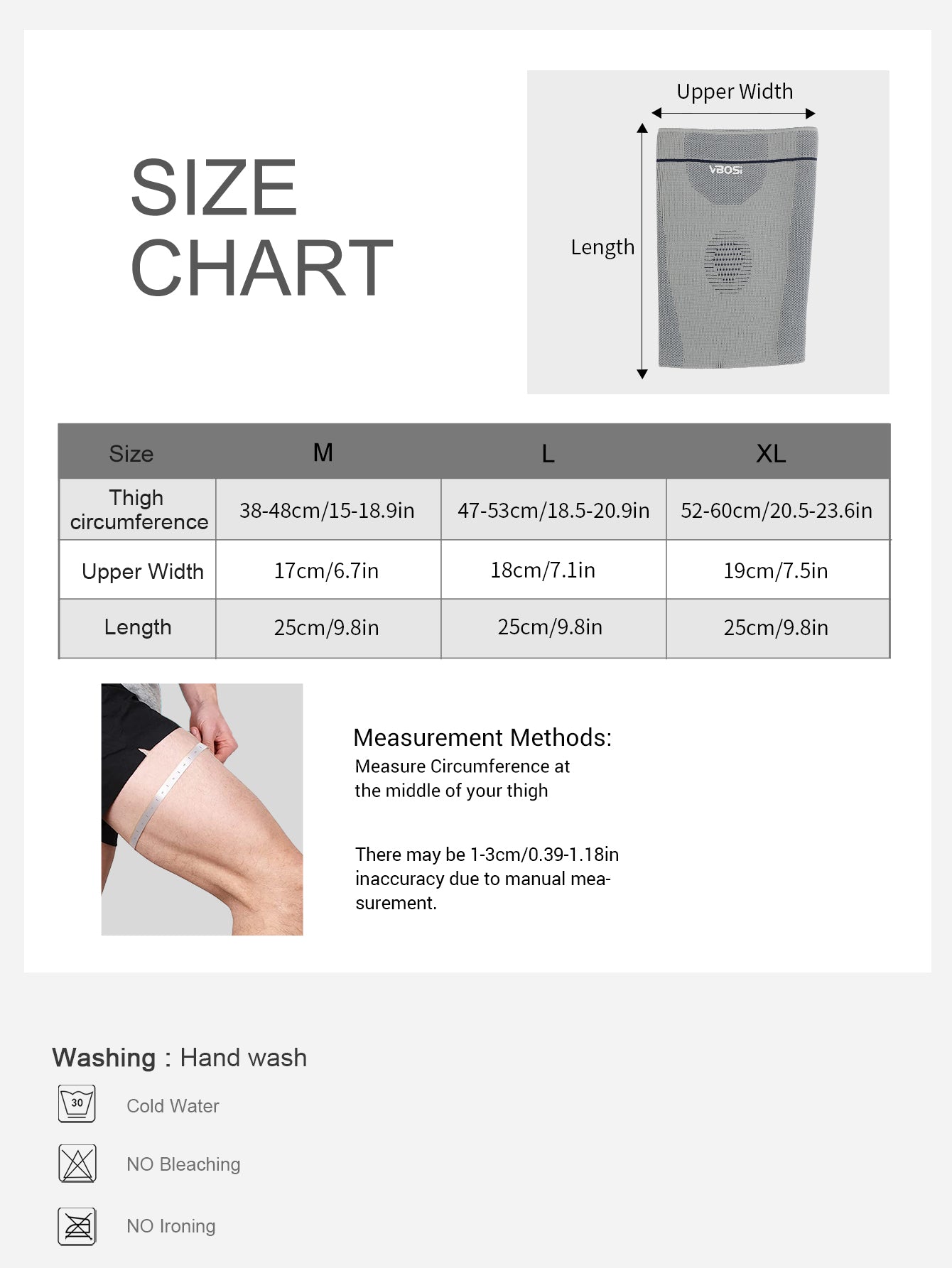 VBOSi 1 Pair Anti Slip Breathable Elastic Thigh Sleeve