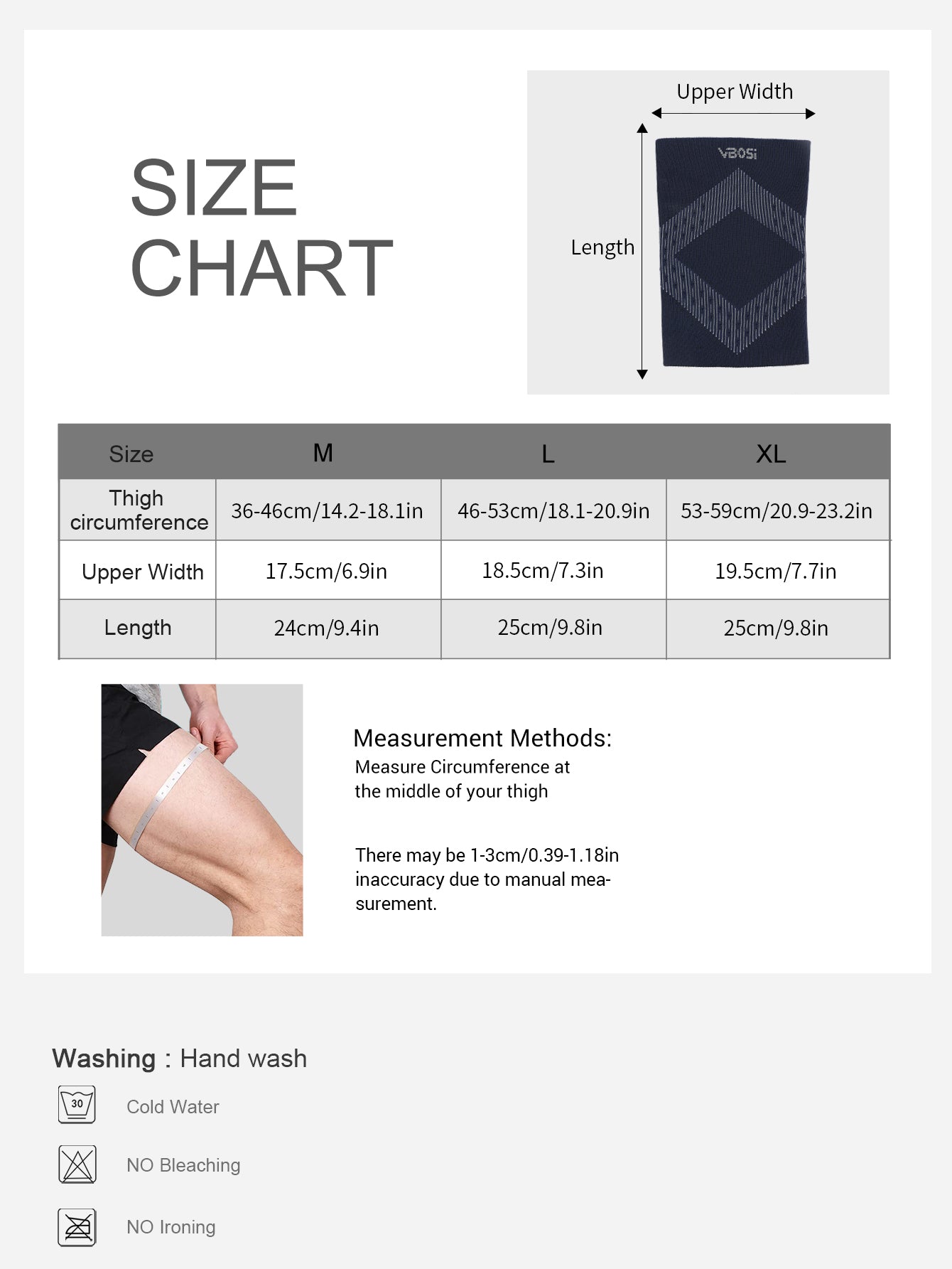 VBOSi 1 Pair Anti Slip Compression Thigh Sleeve