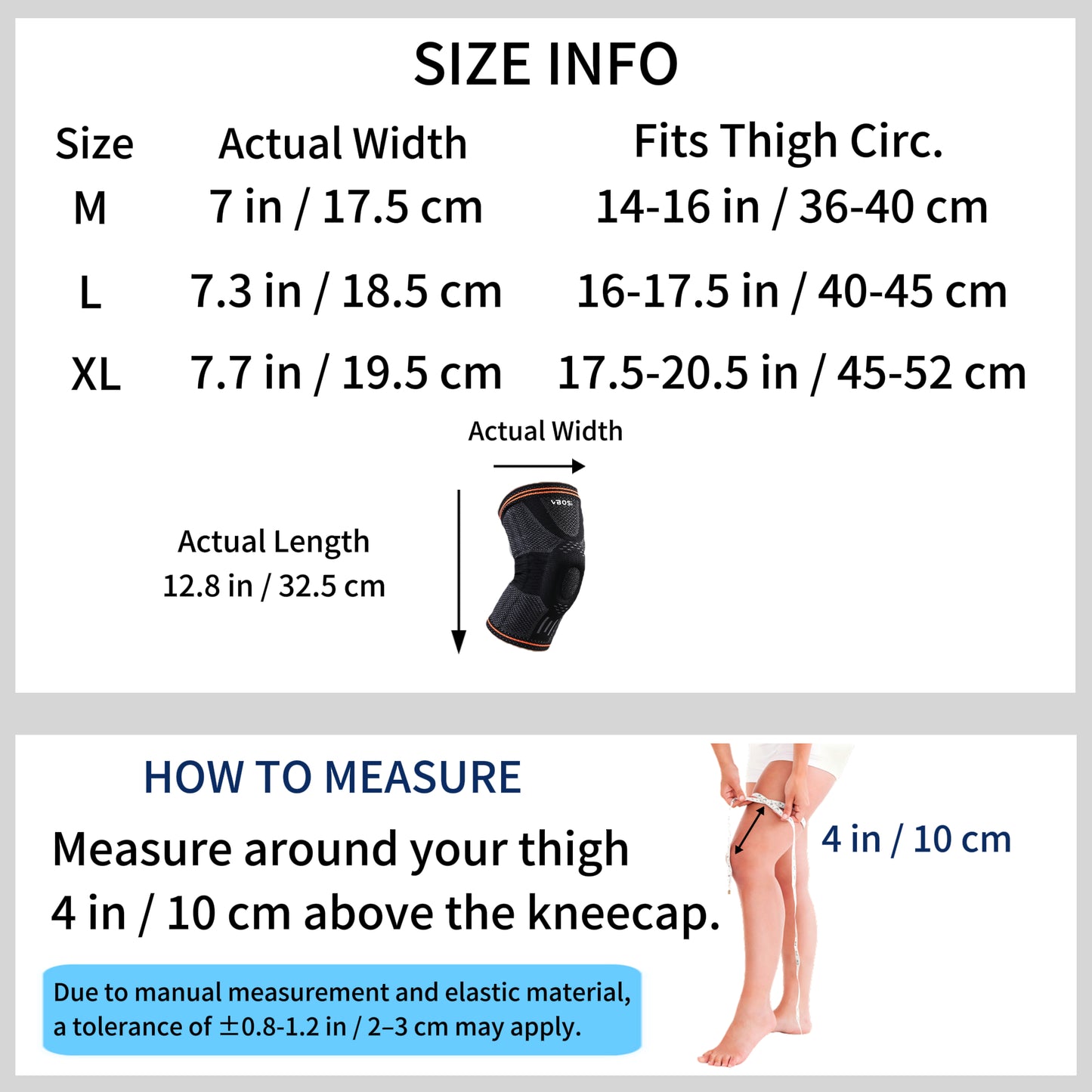VBOSi Knee Support with Silicone Patella Pad