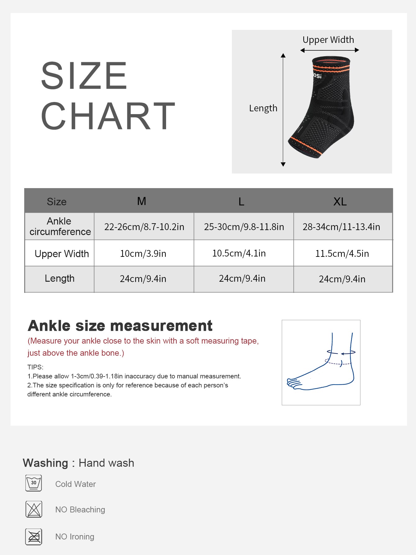 VBOSi 1 Piece Anti-slip Ankle Support with Silicone Pad
