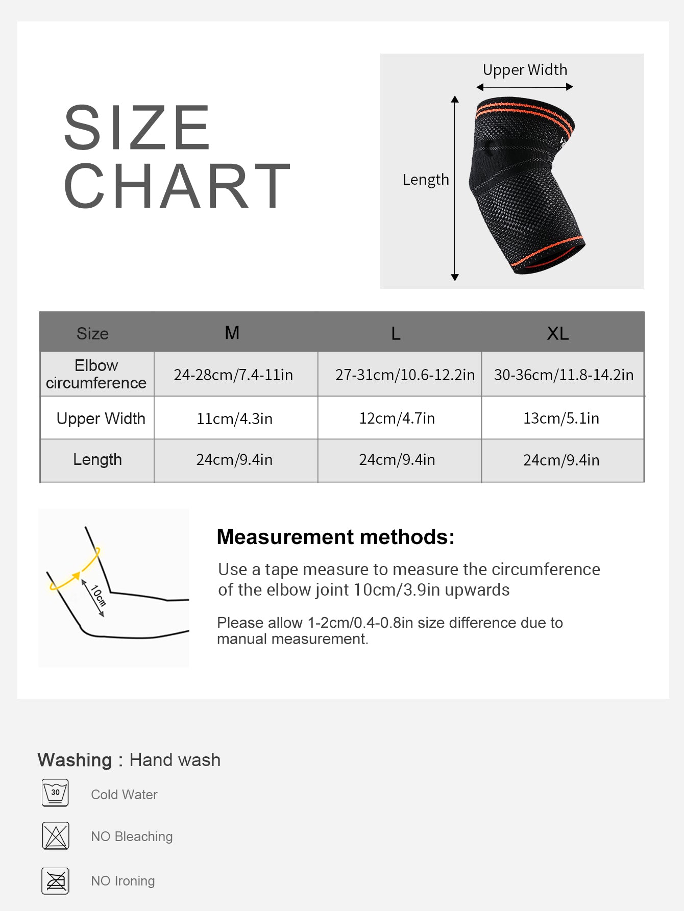 VBOSi 1 Piece Elastic Elbow Support with Silicone Pad