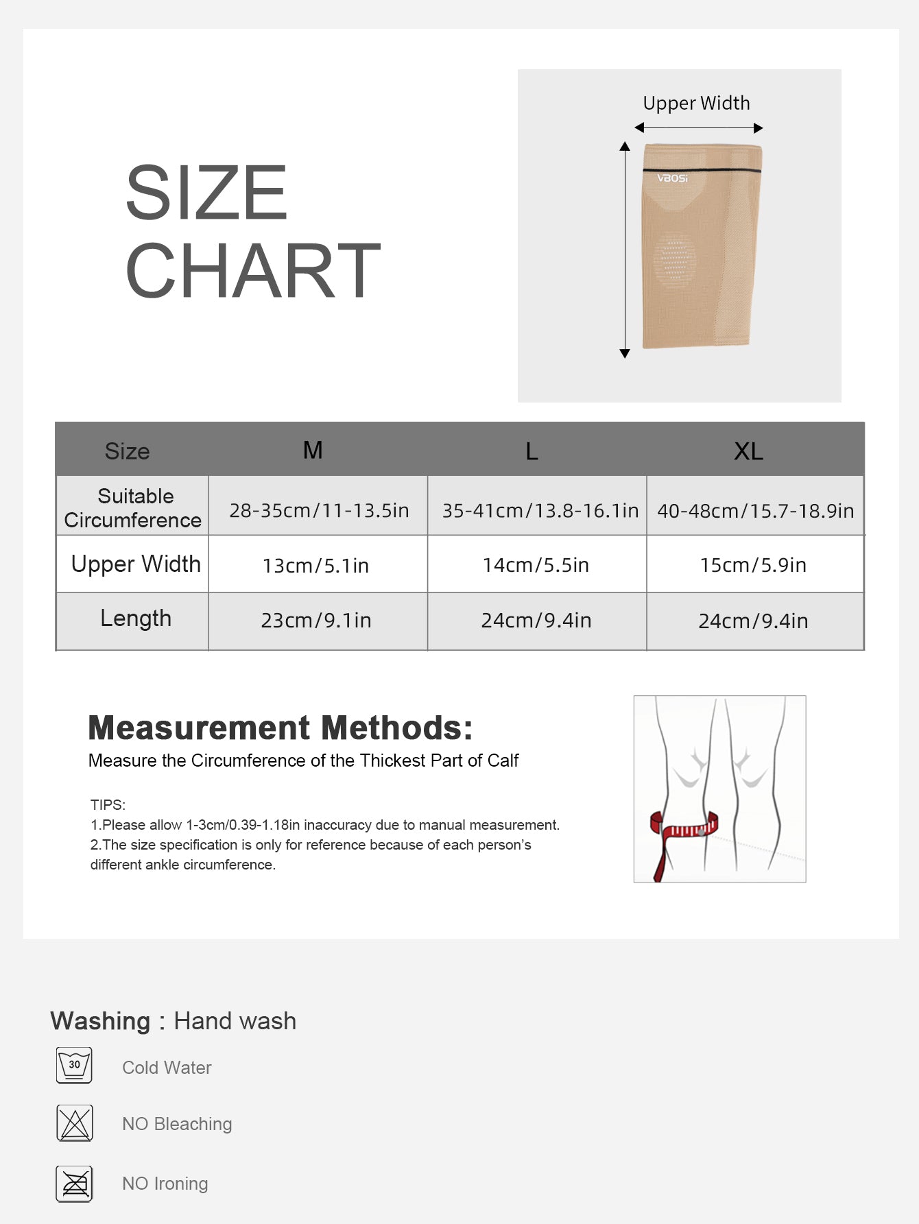 VBOSi 1 Pair Breathable Anti Slip Elastic Calf Sleeve